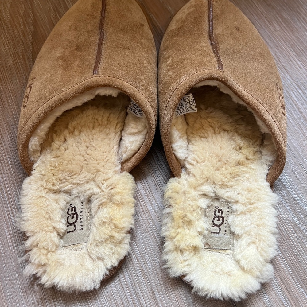 UGG Australia Men’s Scuff Slippers Chestnut Suede Sheepskin Size 11 tan - Picture 4 of 7